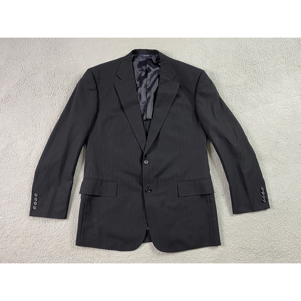 Brooks Brothers  Suit Jacket 41 R Navy Wool Striped Brookscool Luxury Designer